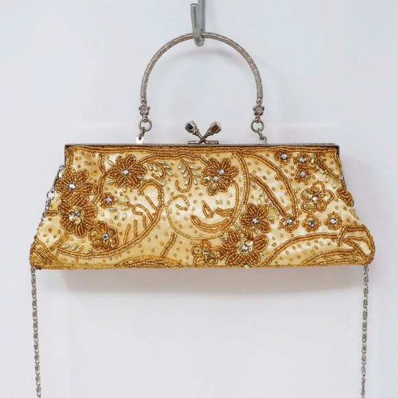 No Tags Handbags - Decadent Womens Beaded Sequinned Clutch Crossbody